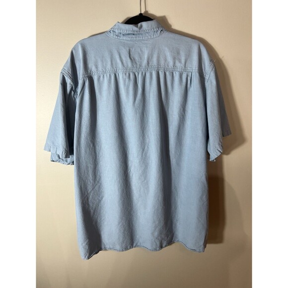 Carhartt Shirt Mens 3XLT Blue Loose Fit Chambray Workwear Work Shirt - Picture 5 of 10